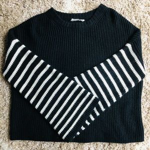Black and white bell sleeve sweater